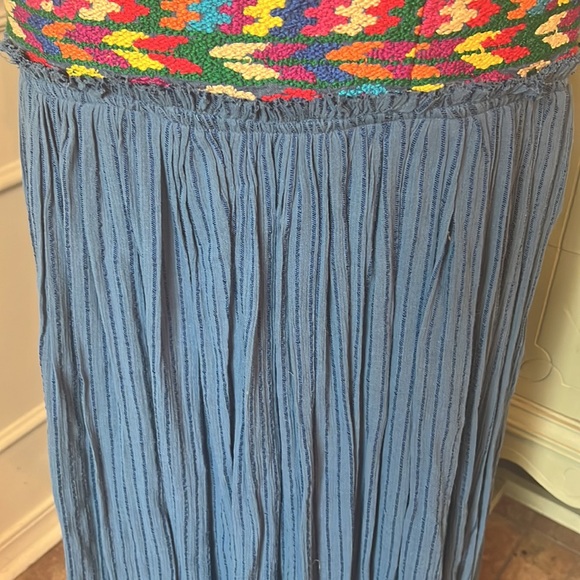 Free People Blue El Paso Embroidered X High Waist Maxi Skirt, Size SM - Picture 6 of 11